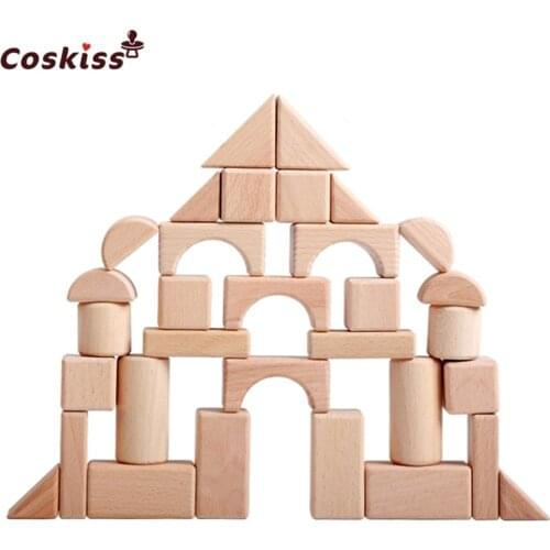 Wood Beech Solid Building Blocks Can Bite Safe Eco Friendly Baby Assembled Toys Baby Puzzle Gift Inspired Toddler Pretend Play
