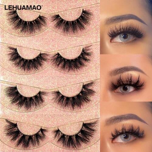 LEHUAMAO 3D Eyelashes Makeup Mink Lashes Volume Fluffy Eyelash Soft Natural Wispy False Eyelashes lightweight Thick Reuse Lash