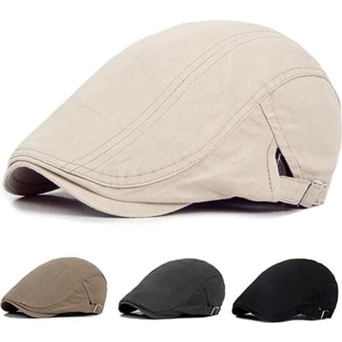 Summer Men Casual Classic Solid Color Flat Cabbie Newsboy Ivy Hat Cotton Sun Beret Cap