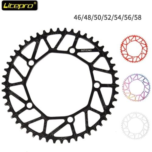 Litepro Super Light Bicycle Chainring 130 BCD 46/48/50/52/54/56/58T Folding Bike Single Speed Disc Positive and Negative Teeth