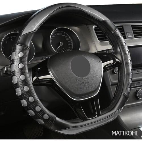 MATIKOHI Carbon Fiber Leather Car Steering Wheel Cover For Hyundai i20 i30 i40 Tucson Solaris ix35 Creta Santa fe Kona Elantra