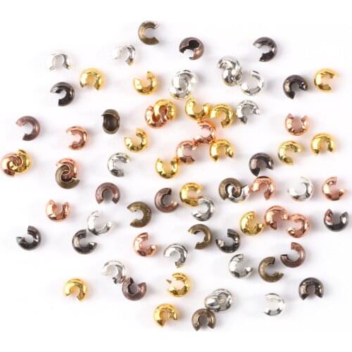 3/4/5mm Metal Copper Open Ball Crimp Bead End Stopper Spacer Beads For Diy Bracelet Necklace Jewelry Making Findings Accessories