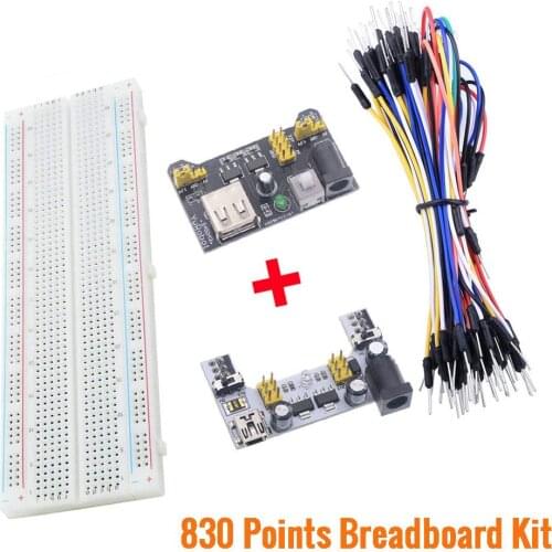 Breadboard Power Module For Arduino DIY Kit Raspberry Pi 830 Points Solderless Prototype Bread Board Kit Jumper Wires Cables