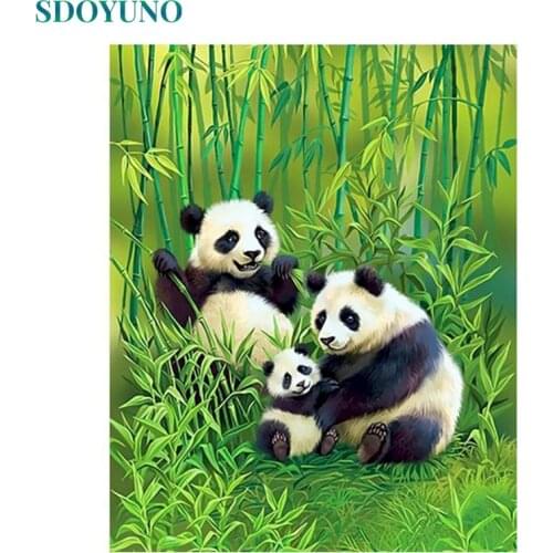 SDOYUNO Acrylic Paint By Numbers Panda DIY Frameless 60x75cm Animals Painting For Oil Painting By Numbers On Canvas Home Decor
