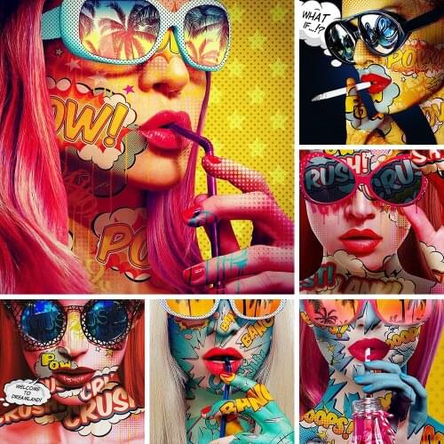 Portrait Painting By Numbers Cool Girl Painting DIY Kits for Adults Pictures Drawing Canvas Coloring By Number Wall Home Decor