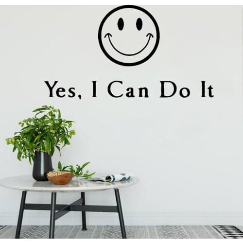 Mural Motivational Quotes Sticker Bedroom Vinyl Decal Removable Wall Decor Living Room Decoration Inspirational Smiley Removable