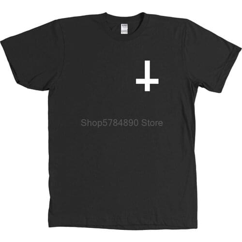 New Fashion Men menS T Shirt Upside Down Cross A thiest Satan Black T-Shirt