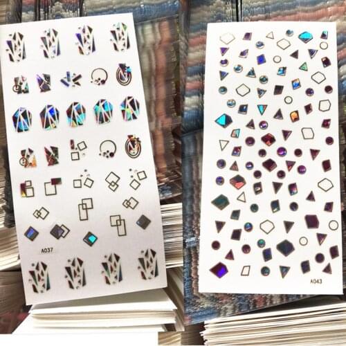 Newest A043 037 jewel design 3d nail sticker transparent nail decals rhinestones DIY decal decorations