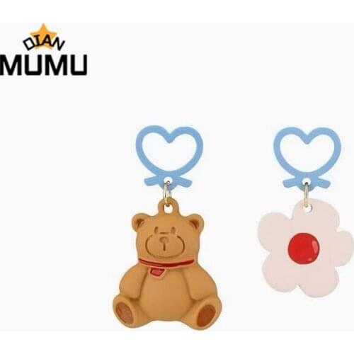 New Korean Fashion Cute Cartoon Bear Animal Flower Earrings Hollow Heart Drop Earrings Asymmetric Dangle Earrings for Women Gift