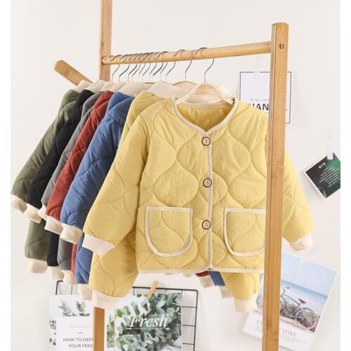 Toddler Boys Girls Cotton Jacket Coat+Pants 2 Pcs Suits Winter Kids Thicken V-Neck Parkas Sets Baby Girl Costumes Outfit 24M-9T