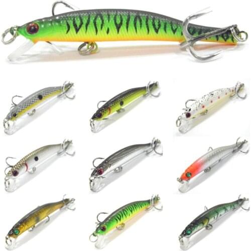 WLure 5.3g 8.3cm Slim Minnow Lure Very Tight Wobble Slow Sinking 2 #6 Treble Hooks Epoxy Coating Fishing Lure M662
