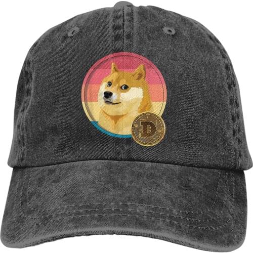 Adjustable Solid Color Baseball Cap Retro Doge Crypto Meme Vintage Washed Cotton Doge Dogecoin Digital Currency Sports Woman Hat