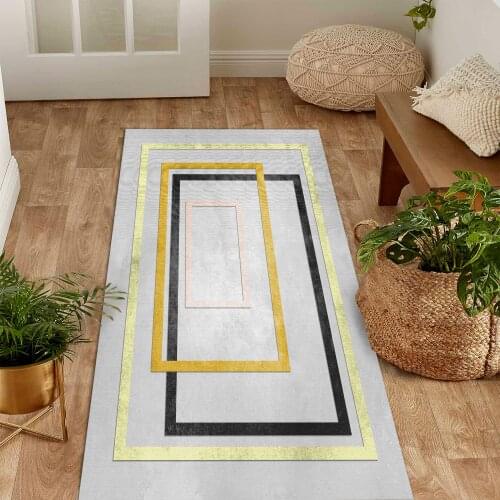 Grey carpet black yellow rectangle shape patterned carpet modern carpet living room carpet free shipping soft