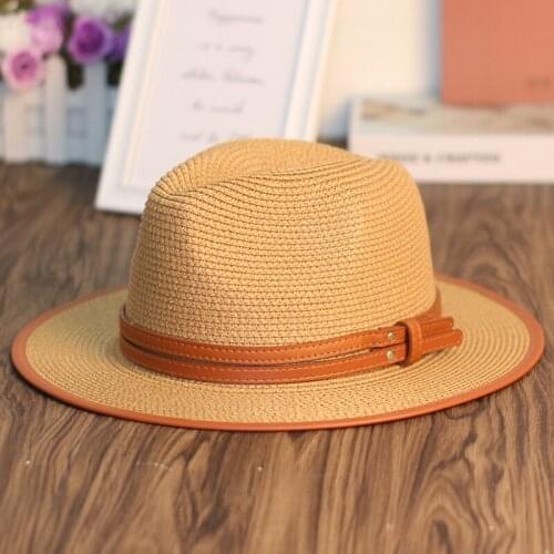 Black 2021 Womens summer panama Cap ceremony hat straw hats for women hat for girls spring jazz hat Women womens felt hat Belt
