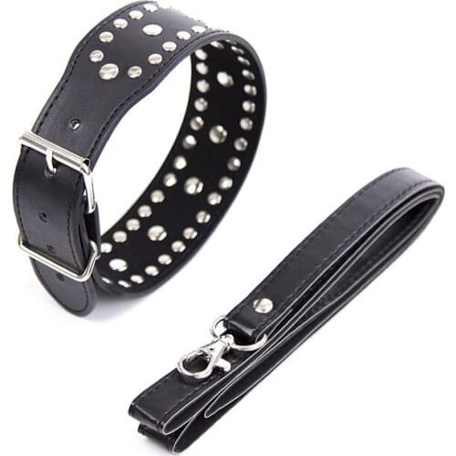 SM Rivet Collars BDSM Bondage PU Leather Dog Role Play Neck Leash Sexy Restraint Fetish Adult Games Sex Toys Erotic Products