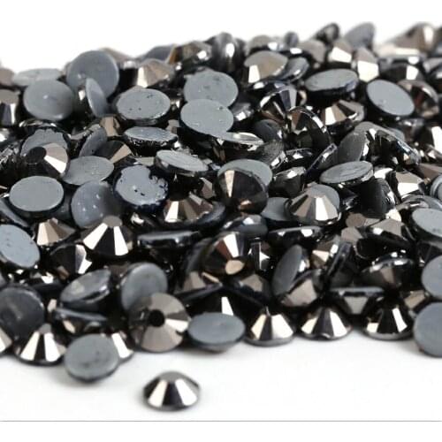 All sizes Jet Hematite DMC Iron On Rhinestones/Flat Back Nail art Hot fix Crystal Rhinestones Strass Sewing & Fabric Garment