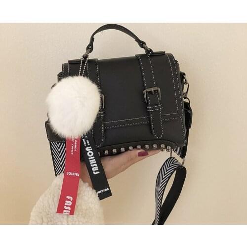 High quality PU womens handbag rivet ladies shoulder bag winter female Messenger bag fashion party bag new girl bags 2019