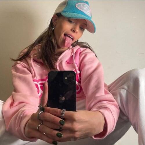 Women Y2K E-Girl Oversized Zip Up Sweatshirt Letter Pattern Long Sleeve Hoodie Cardigan Jacket Outwear Y2K Harajuku Streetwear