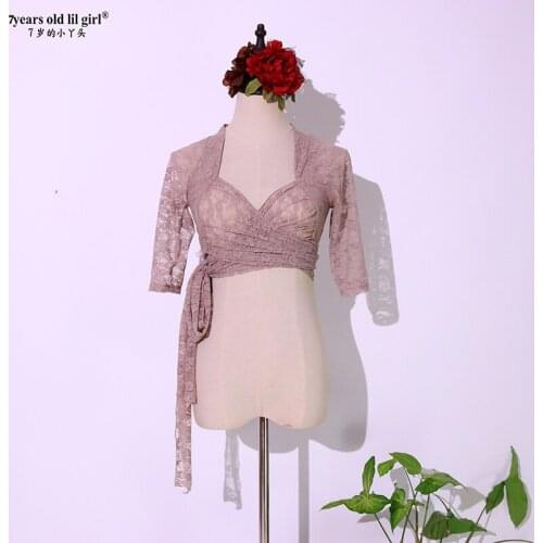 2021 Tribal Belly Dance Bolero Lace Top Short Sleeves Women Sexy Female Clothes LM01