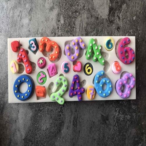 1pc Food grade fondant cake silicone mold Arabic numerals for Reverse forming polymer chocolate decoration tools