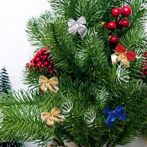 12pcs/set Christmas Bows Hanging Decorations 4 Colors Pendant Bowknot Christmas Tree Ornaments New Year Christmas Party Decor