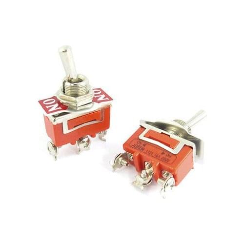 2 Pcs Panel Mount 3 Terminal Wobble Lever SPDT ON-ON Toggle Switch 250V 15A