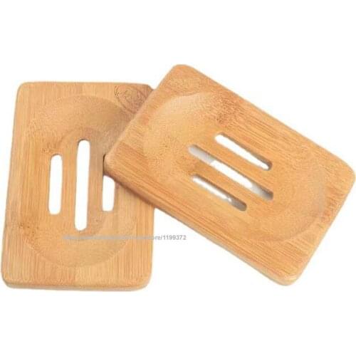 200PCS Natural Bamboo Wooden Soap Dish Tray Holder Storage Rack Plate Box Container for Bath Shower Bathroom Washing