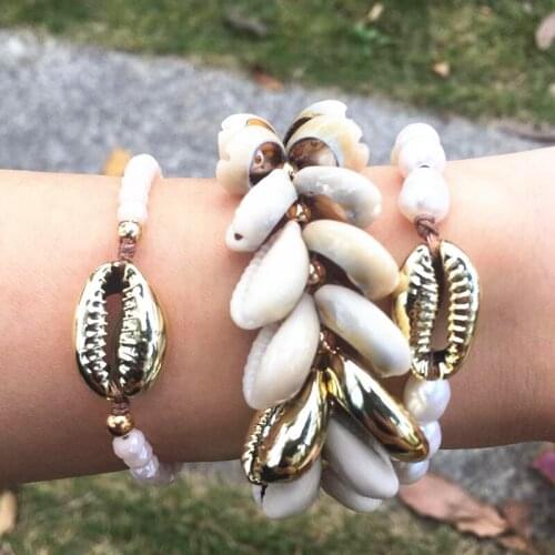 2021 Cowrie Seashells Shell Bracelet Handwoven Macrame Cotton Rope 2020 Women Bracelets for Couples Boho Jewelry Pulsera Conchas