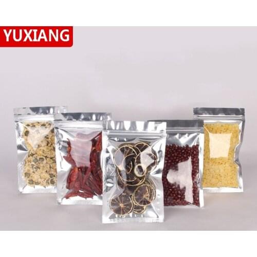 50pcs/Lot Half Transparent Aluminum Zipper Bags Flat Bottom Self Sealed Packaging Bag Custom Made Logo