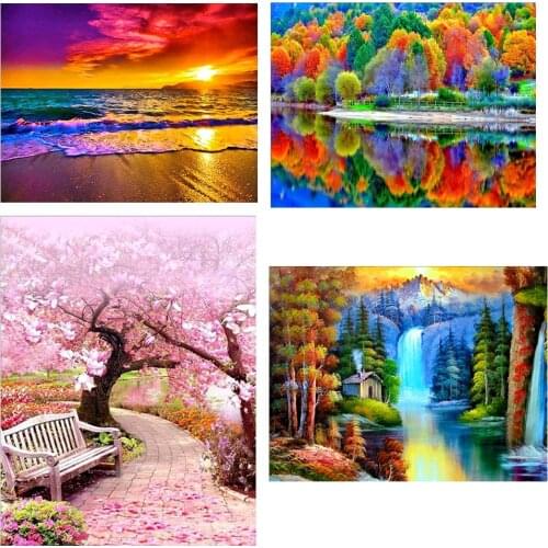 5D Diamond Painting Landscape DIY Round Diamond Embroidery Set Home Decoration 40*50cm