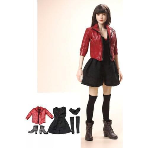 AS065 1/6 Female Leather Jacket Skirt Shoes Suit Dress Clothing Accessories For 12'' Soldier Action Figure Dolls In Stock