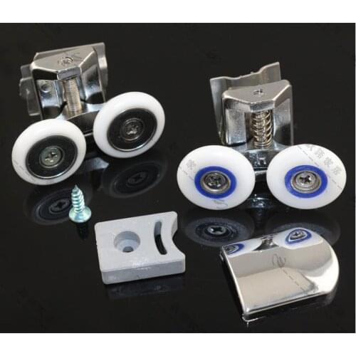 Free Shipping 4 pairs Zinc alloy diameter 26mm Arc glass bathroom door roller wheel