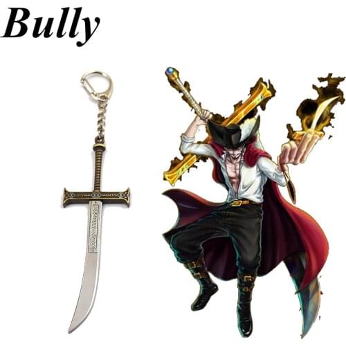 Anime One Piece Keychain Dracule Mihawk Black Sword Toy Key Ring Metal Key Chain Gift for Men Jewelry Chaveiro