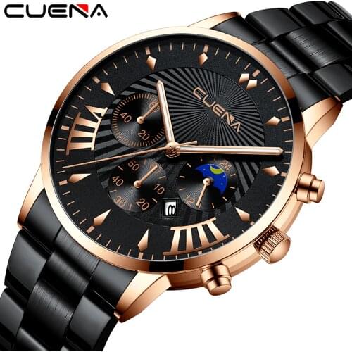 2019 CUENA relogio masculino watches men Fashion Luxury Crystal Business Watch Top Brand reloj