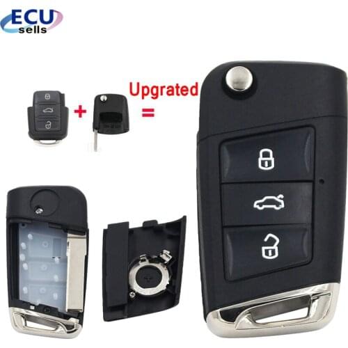 Modified to MQB Flip Remote Car Key Case Shell for Volkswagen Seat Skoda Golf 7