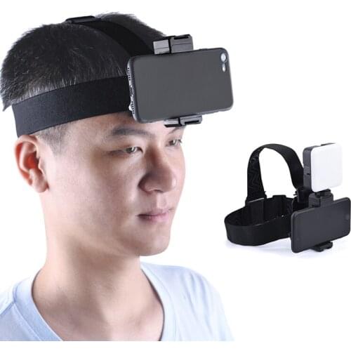 Head-Mounted Mobile Phone Holder First-Person View Video Live Shooting Bracket with Phone Clip for iPhone Samsung Smartphone