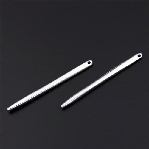 10pcs Zinc Alloy Silver Color Retro Needle Shape Long Curved Charms Pendants For DIY Jewelry Accessories