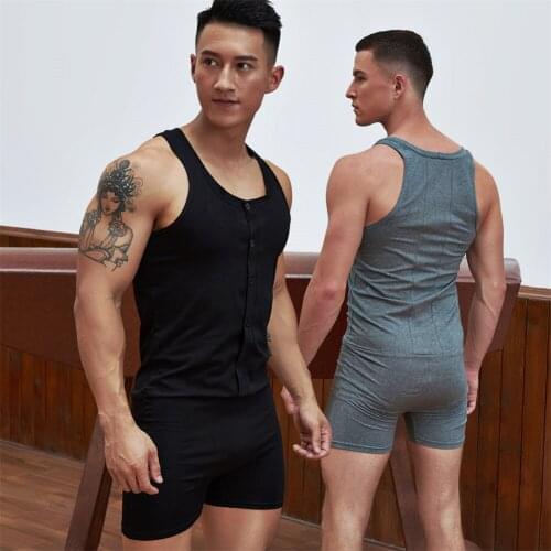 Cotton Men Underwear Men Bodysuit Body Shaper Gay Underwear Sleepwear Slimming Corset Undershirt Shapewear Sports Vest Jumpsuit