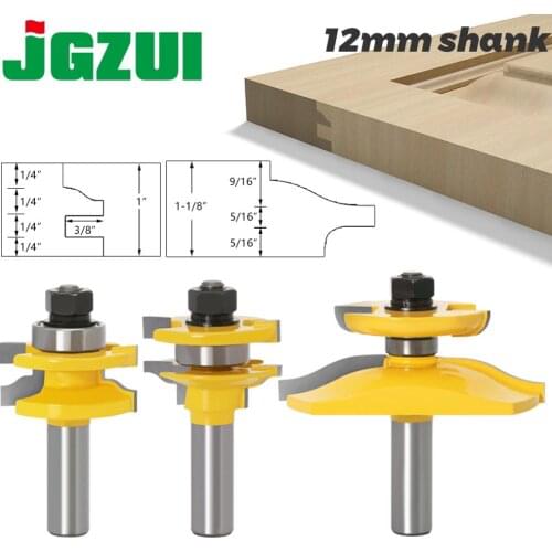 3pcs 12mm Shank Rail & Stile Ogee Blade Cutter Panel Raised Cabinet Router Bit Set Door Tenon Woodworking Tools