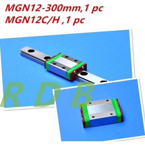 Kossel Pro Miniature 12mm Linear Guide MGN12 300mm linear rail way + MGN12C or MGN12H Long linear carriage for CNC X Y Z Axis