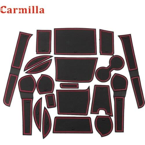 Car Gate Slot Pad Mats for Toyota Fortuner SW4 2016 2017 2018 Non-slip Mats Interior Door Pad Cup Holders Mat Red Blue White