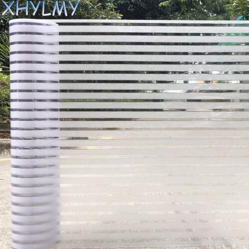 Matte Frosted Stripe Decorative Self-Adhesive Window Film Privacy Static Glass Sticker For Home Office Balcony Door 60x200cm