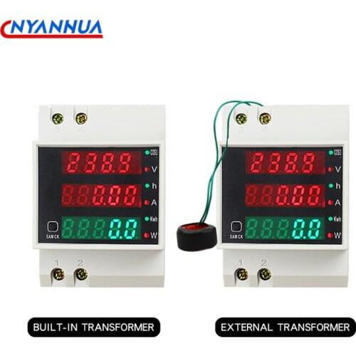 D52-2047 DIN-Rail Multi-Function Digital Meter Measuring AC Power Time Current Voltage Power Factor LED CT100A