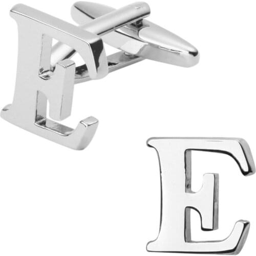 Fashionable man shirt cuff links glossy silvery letter E cufflinks English letters cufflinks / 5 on packing/free shipping