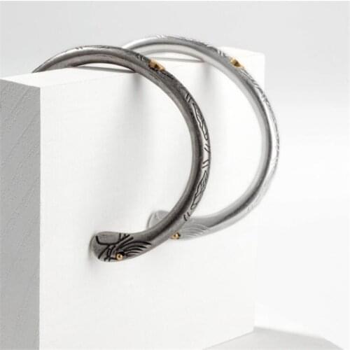 Retro Silver Color Stainless Steel Mens Bracelets & Bangles Animal Eagle Feather Bracelet Men Cuff Bangle pulseira masculina