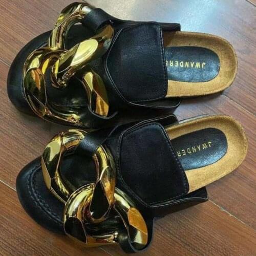 Mules For Women 2021 Flat Shoes Female Loafers Ladies' Slippers Low Luxury Slides Cover Toe Platform TGHDOF 35-43 Soft New