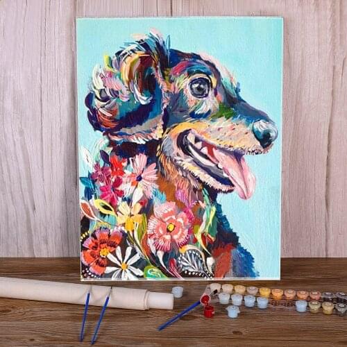 Animal Dog Dachshund DIY Paint By Numbers Package Oil Paints 50*70 Picture By Numbers Photo Loft Wall Picture For Handiwork