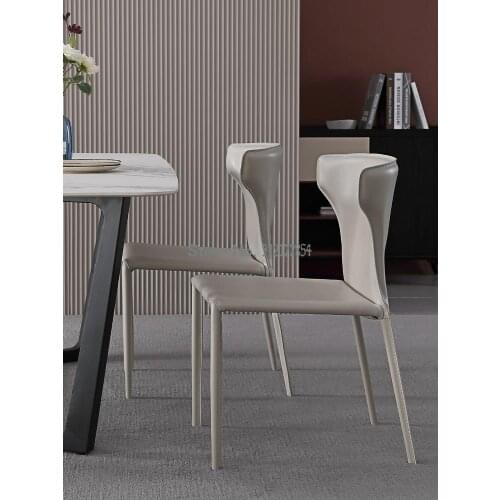 Nordic chair modern minimalist backrest dining table and chair home Italian minimalist designer saddle leather dining chair