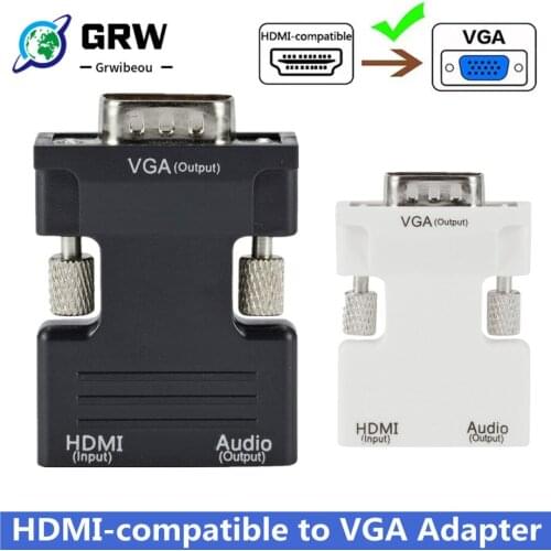 HDMI-compatible Female to VGA Male Converter 3.5mm Audio Cable Adapter 1080P FHD Video Output for PC Laptop Projector TV Monitor