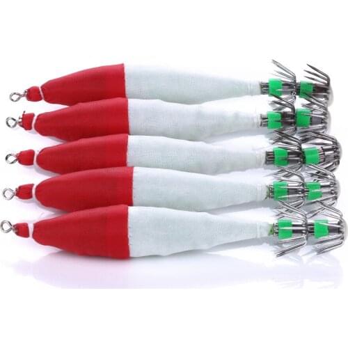 25Pcs Octopus Wood Shrimp Bait 10.5cm 6.3g Squid Jigs Jigging Night Dawn Fishing Lures for Cuttlefish Artificial Bait Pesca